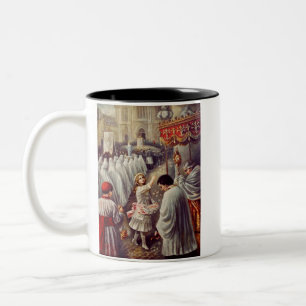 St. Therese wirft Rosen Corpus Domini Fine Art Zweifarbige Tasse