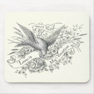 St. Therese Zitat mit Dove und Black & White Rose Mousepad