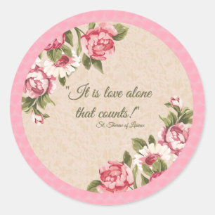 St. Therese Zitat Rose Lace Pink Runder Aufkleber