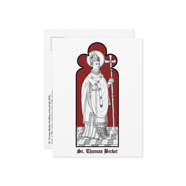 St. Thomas Becket Holding a Sword (M 033) Postkarte (Vorderseite/Rückseite Beispiel)