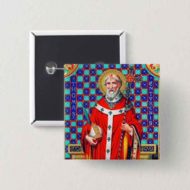 St. Thomas Becket in Red Chasuble (K 34) Button (Vorne & Hinten)
