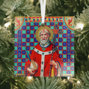 St. Thomas Becket in roter Kasel (K 34) Ornament Aus Glas