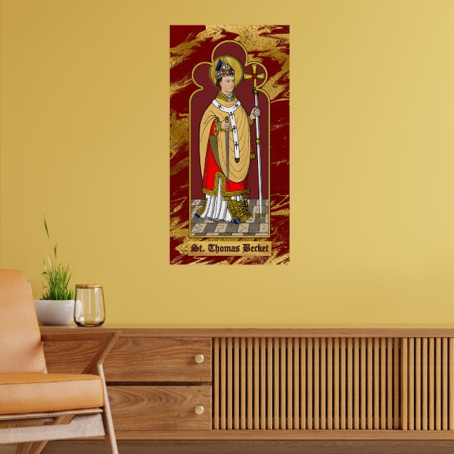 St. Thomas Becket mit Schwert (M 033; koloriert) Poster (Wohnzimmer 2)