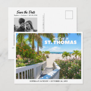 St. Thomas Hochzeit Save the Date Reise Retro Postkarte