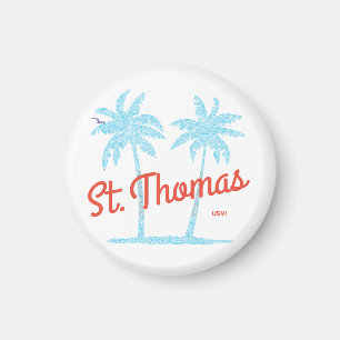 St. Thomas Insel USVI Vintage Typ Blaue Palmen Magnet