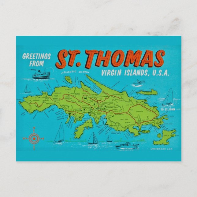 St. Thomas Island Postkarte (Vorderseite)