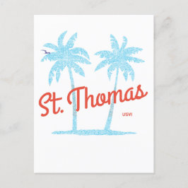 St. Thomas Island USVI Vintag Coral Type Palms Postkarte