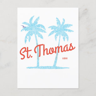 St. Thomas Island USVI Vintag Coral Type Palms Postkarte