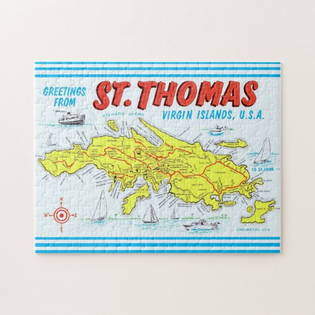 St. Thomas Jungfrau Islands Detaillierte Karte Puzzle (Horizontal)