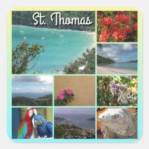 St. Thomas - Landschaftliches FotoCollage 6115 Quadratischer Aufkleber
