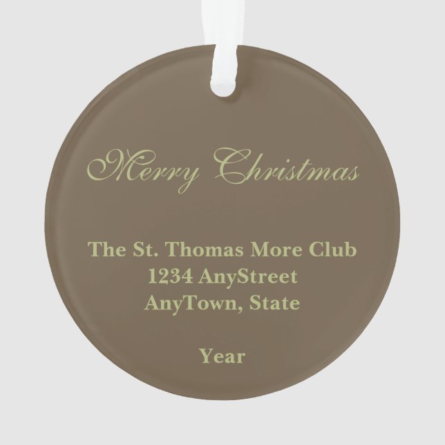 St. Thomas More (SAU 026) Circular Acrylic Ornament (Rückseite)