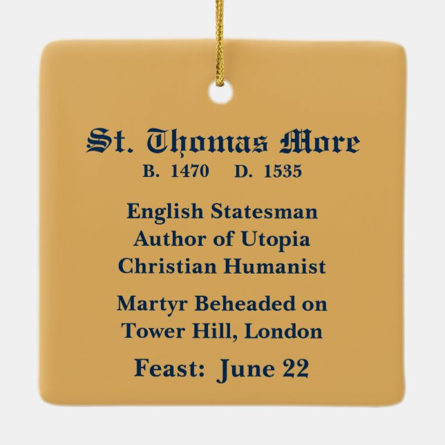 St. Thomas More (SAU 026) Square Keramikornament (Rückseite)