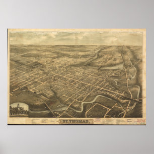 St Thomas Ontario 1896 Antique Panoramabalkarte Poster