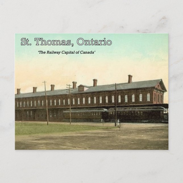 St. Thomas, Ontario - MC Bahnhof c. 1910 Postkarte (Vorderseite)