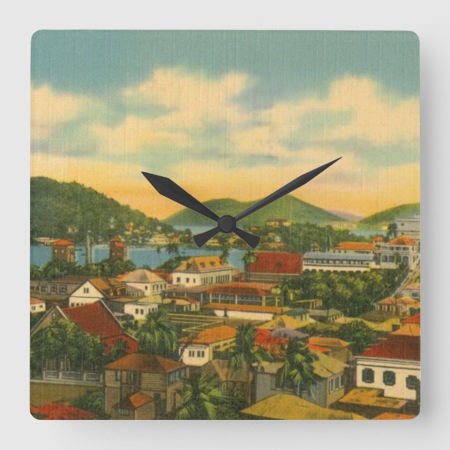 St Thomas Quadratische Wanduhr (Vorderseite)