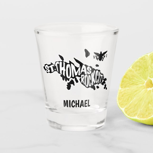 St. Thomas "Rock City" Jungfrau Islands Schnapsglas (Vorderseite)