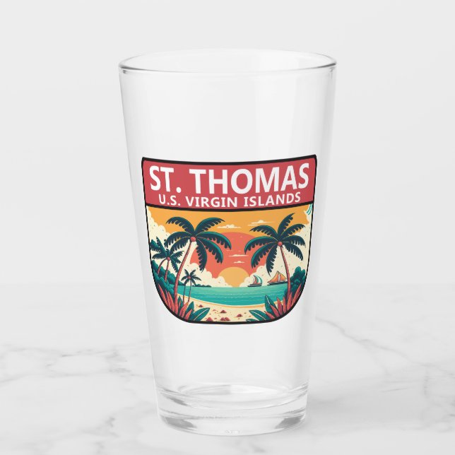 St Thomas U.S. Jungfrau Islands Retro Emblem Glas (Vorderseite)