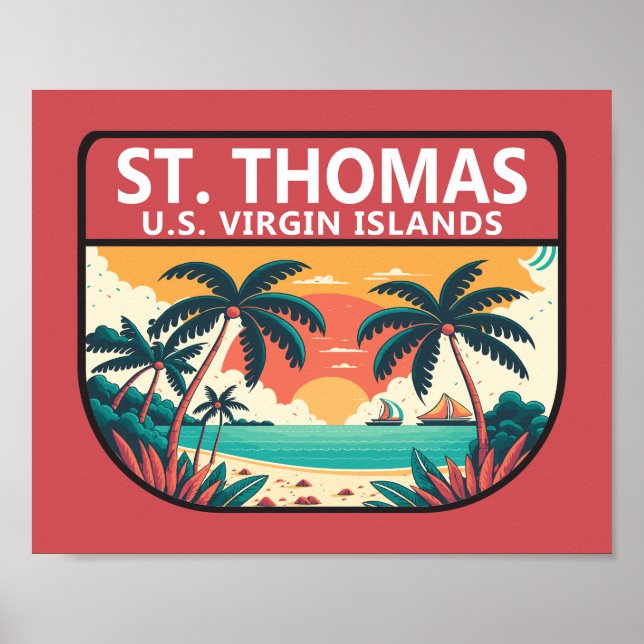 St Thomas U.S. Jungfrau Islands Retro Emblem Poster (Vorne)