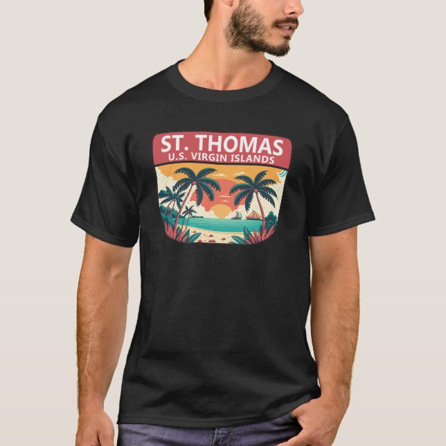 St Thomas U.S. Jungfrau Islands Retro Emblem T-Shirt (Vorderseite)