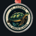 St Thomas U.S. Jungfrau Islands Turtle Abzeichen Ornament Aus Metall<br><div class="desc">St Thomas Vektor Art Design. Es ist bekannt für seine Strände und Schnorchelplätze.</div>