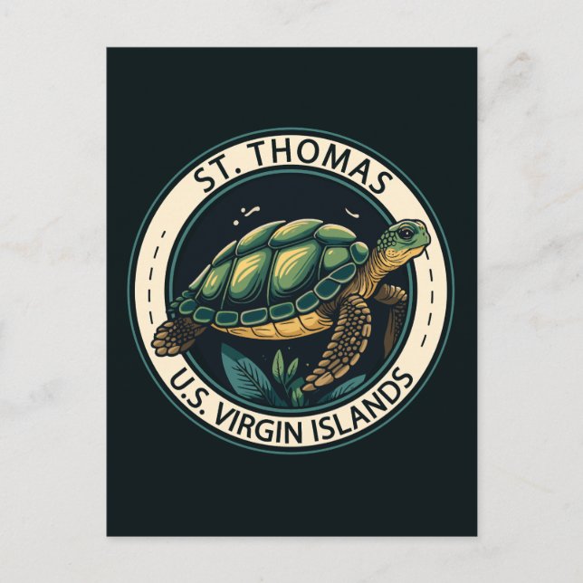 St Thomas U.S. Jungfrau Islands Turtle Abzeichen Postkarte (Vorderseite)