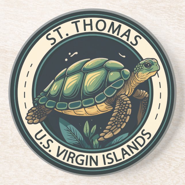St Thomas U.S. Virgin Islands Turtle Badge Getränkeuntersetzer (Vorne)
