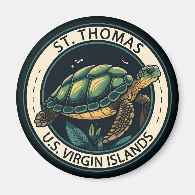 St Thomas U.S. Virgin Islands Turtle Badge Magnet (Vorne)