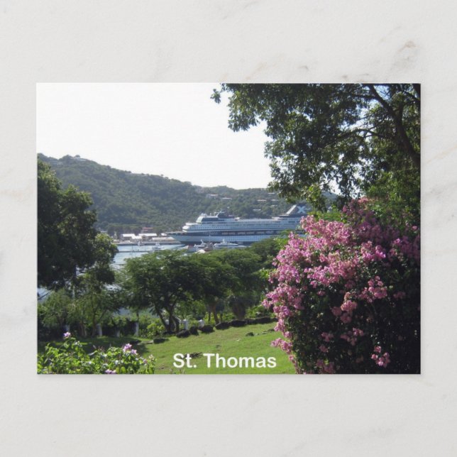 St. Thomas und Kreuzfahrtschiff Postkarte (Vorderseite)