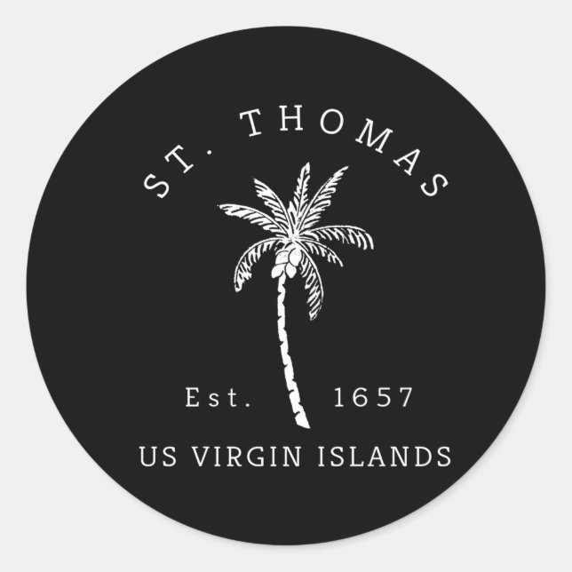 St Thomas Usvi Beach Palm Tree Novelty Runder Aufkleber (Vorderseite)