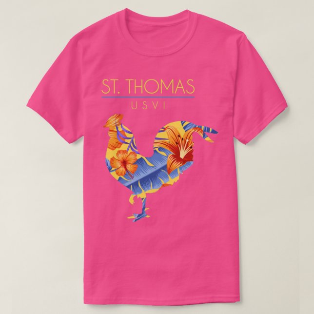 St Thomas USVI Blume Hibiskus Hühnerfleisch T-Shirt (Design vorne)