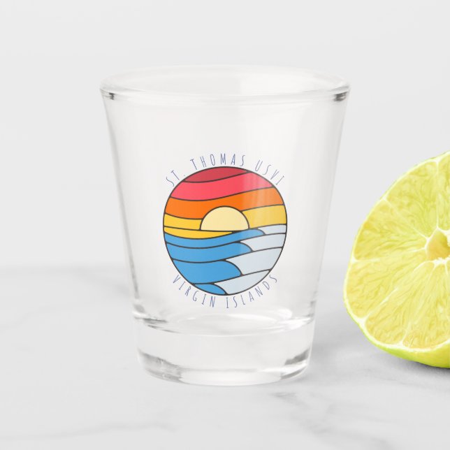 St. Thomas USVI Vintag Beach Sunset Schnapsglas (Vorderseite)