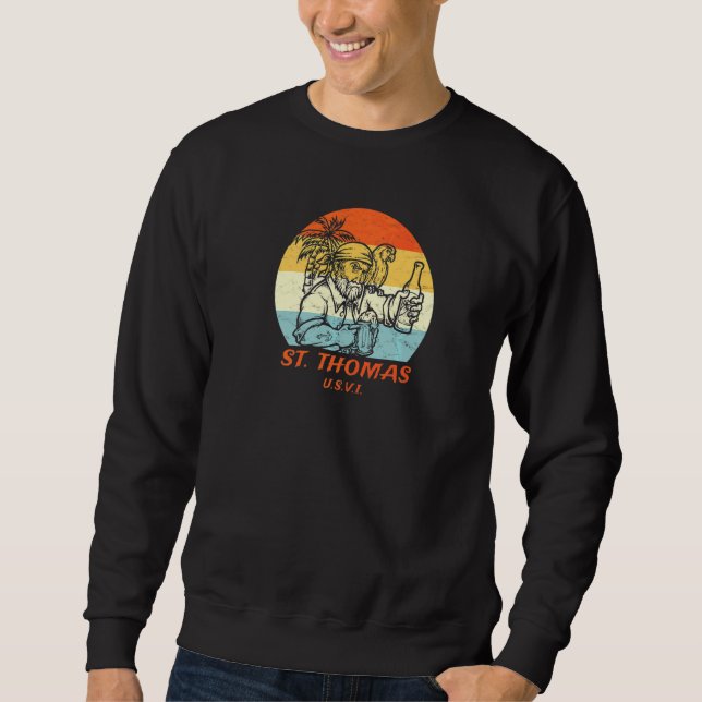 St Thomas Usvi Vintag Pirate & Parrot Urlaub Sweatshirt (Vorderseite)