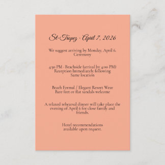 St. Tropez Destination Wedding  Enclosure Card Begleitkarte