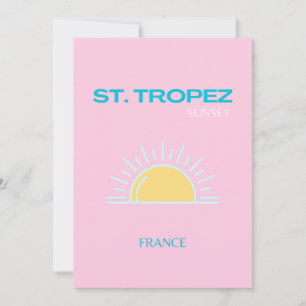 St Tropez, Frankreich, Preppy, Pink Dankeskarte