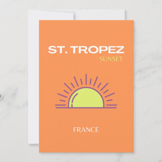 St Tropez, Frankreich, Sunset, Travel Art, Orange Dankeskarte (Vorderseite)