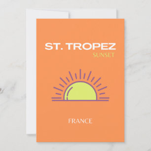 St Tropez, Frankreich, Sunset, Travel Art, Orange Dankeskarte