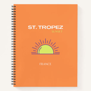 St Tropez, Frankreich, Sunset, Travel Art, Orange Notizbuch