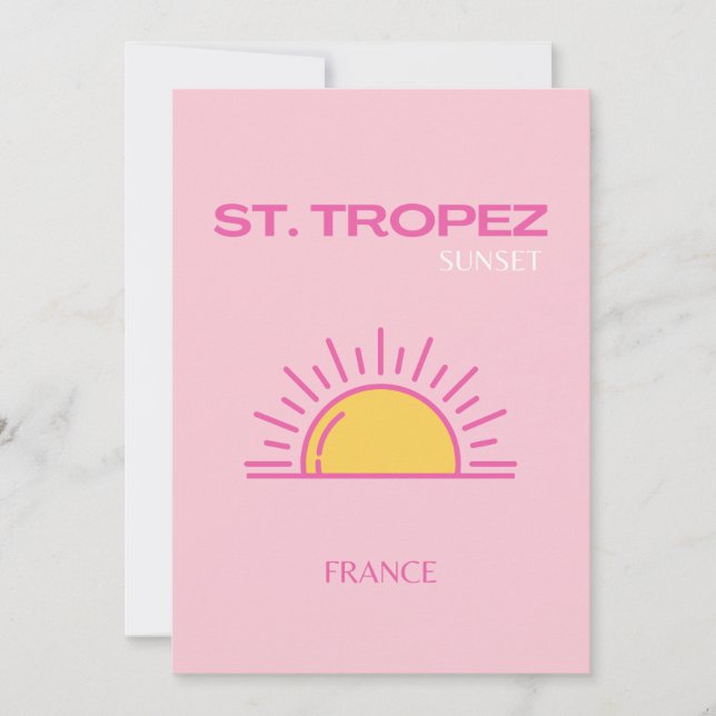 St Tropez, Frankreich, Sunset, Travel Art, Pink Dankeskarte (Vorderseite)