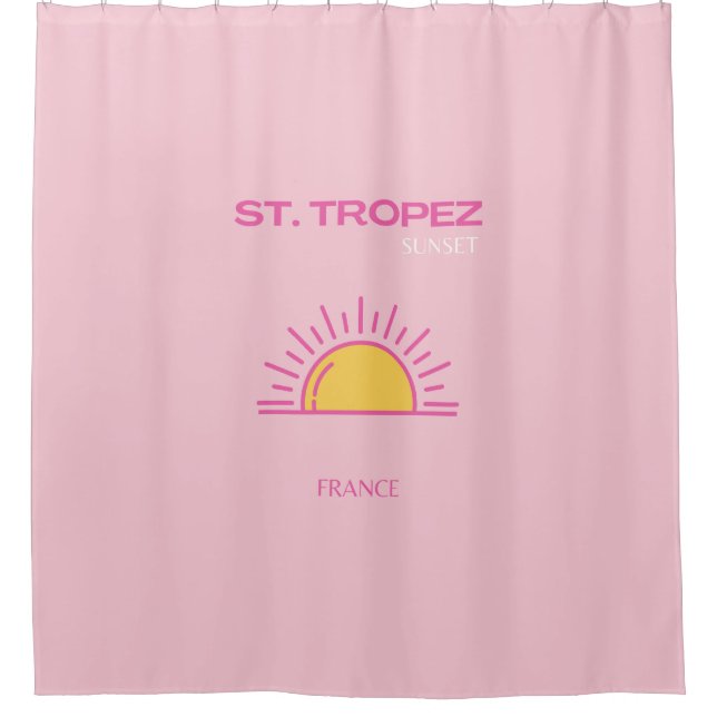 St Tropez, Frankreich, Sunset, Travel Art, Pink Duschvorhang (Vorderseite)