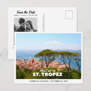 St. Tropez Hochzeit Save-the-Date Reise Retro Postkarte