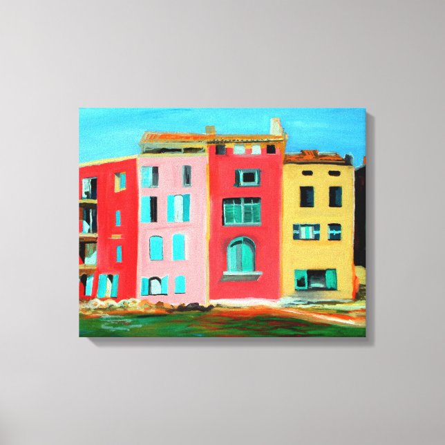 St Tropez House am Strand Leinwanddruck (Vorderseite)