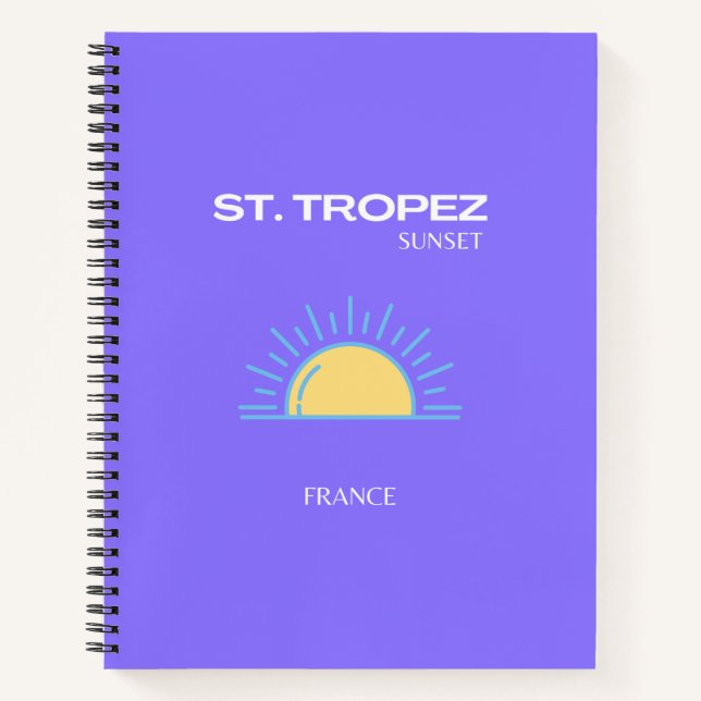 St Tropez, Sunset, Lila Notizbuch (Vorderseite)