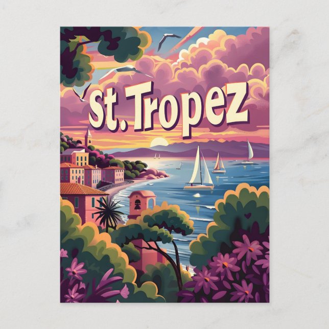 St.Tropez Sunset Postkarte (Vorderseite)