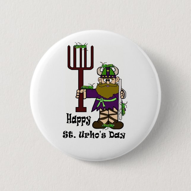 St. Urho mit Losen des Heuschrecken-Knopfes Button (Vorderseite)