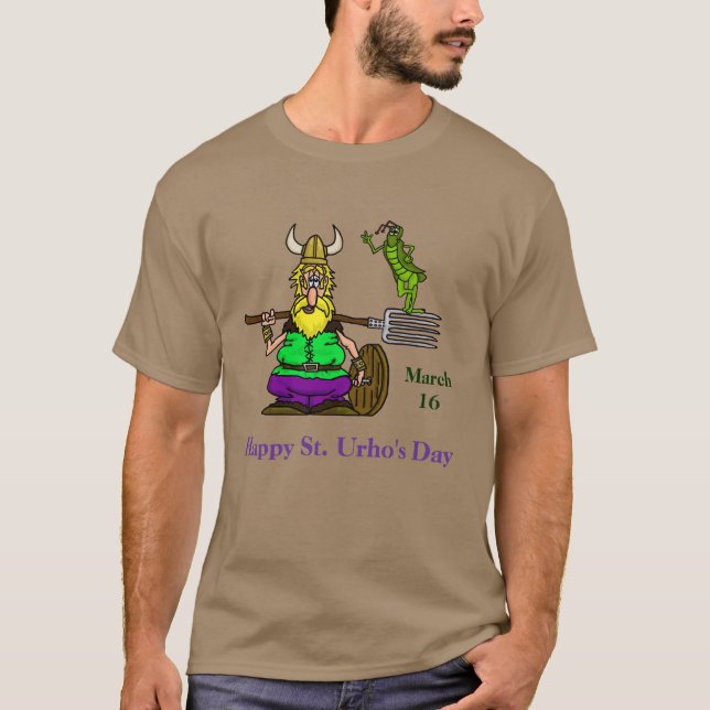 St. Urho T - Shirt mit Peace Grasshopper (Vorderseite)