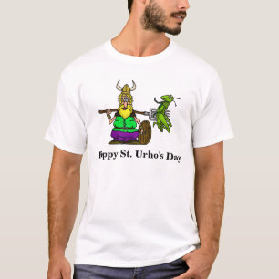 St. Urho T - Shirt mit Stabbed Grasshopper