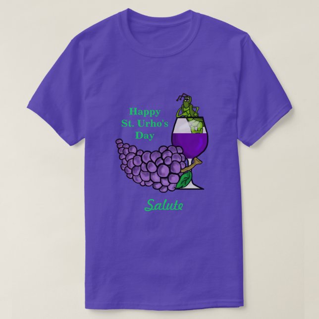 St. Urho's Day Grasshopper mit Wine & Bier Shirt (Design vorne)