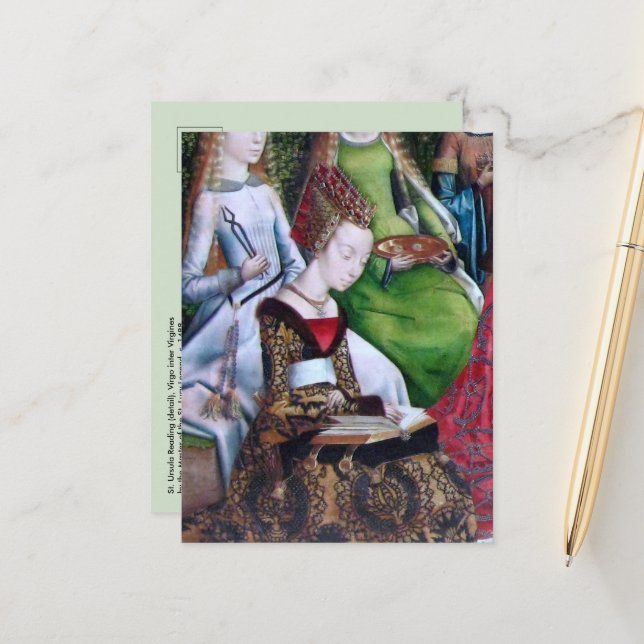 St. Ursula Reading (Detail; M 070) Postkarte (Vorderseite/Rückseite Beispiel)