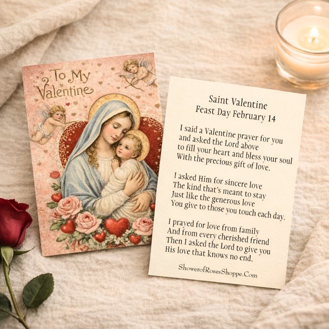 St. Valentine Prayer Poem Religious - Holy Card Visitenkarte (Von Creator hochgeladen)