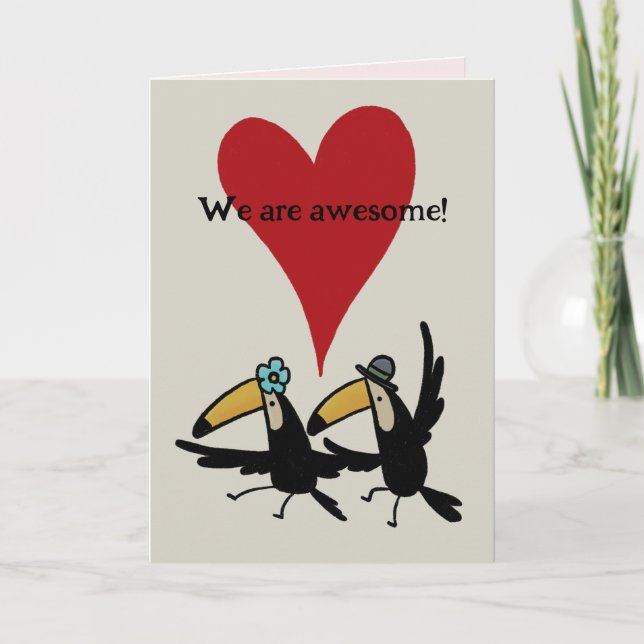 St. Valentine’s Day card: Awesome Two Toucans Dankeskarte (Vorderseite)